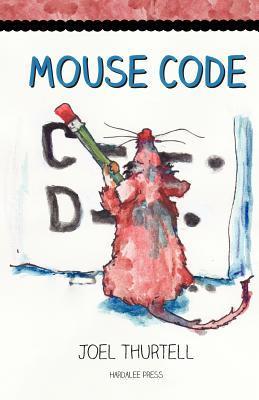 A whimsical watercolor illustration of a mouse holding a paintbrush and pointing at a letter chart. The title "Mouse Code" prominently displayed above.